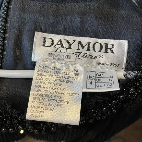 Daymor Couture Black Sleeveless Sheer Beaded Neck Dress Size 4 Women's - Picture 6 of 6